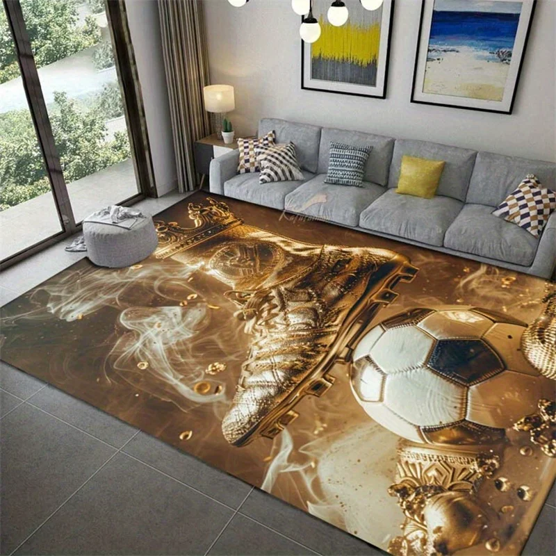 1pc of Flannel Doormat for Outdoor And Indoor Use, a Souvenir And Holiday Gift Featuring a Luxurious Golden Football Shoe And Ba