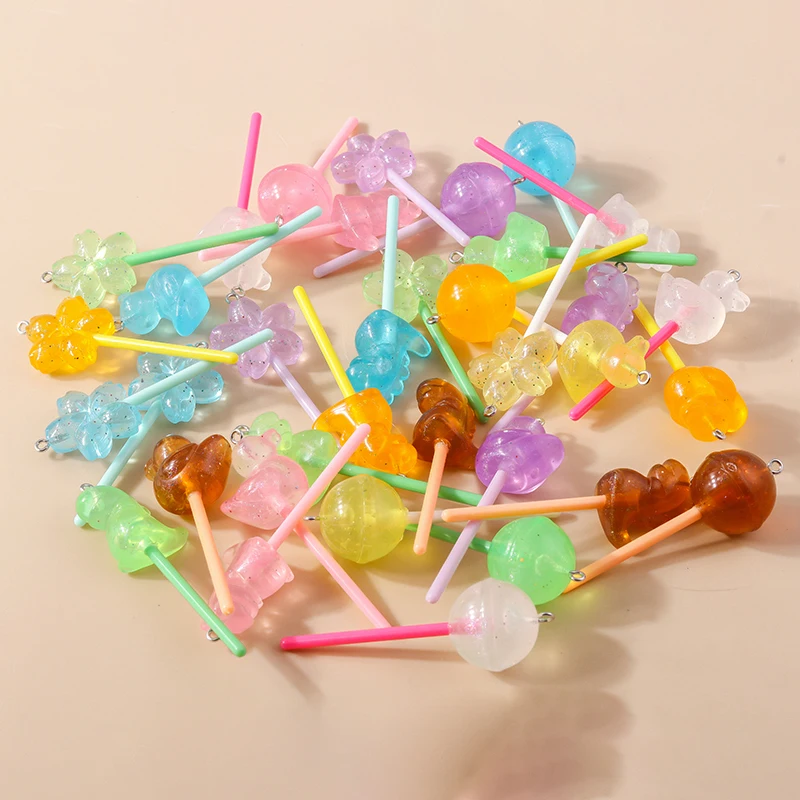 Leslie 10 Stück 3D Sweet Candy Lollipop Charm-Anhänger für Schmuckherstellung, Halskette, Ohrringe, DIY-Zubehör, Zubehör