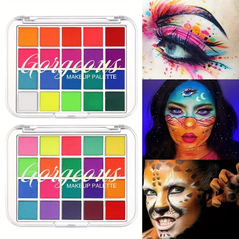 Pintura de cara y cuerpo de belleza, pintura de Graffiti para cara, sombra de ojos, fácil de limpiar, maquillaje para Halloween, Navidad, mascarada, 20 colores