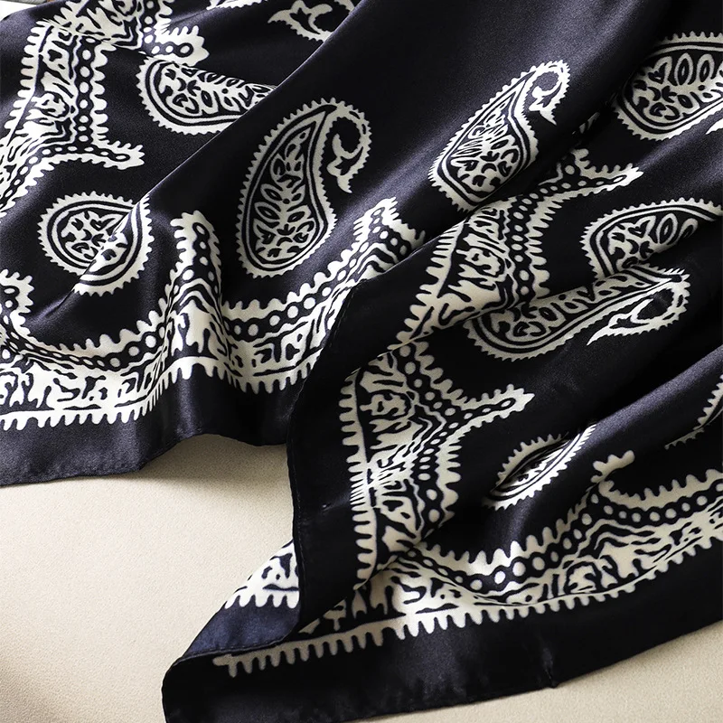 Paisley Print Bandana Head Women Scarfs Fashion Shawls Wraps Hijab Scarves Square Kerchief Silk Satin Neck Scarf For Ladies 90cm