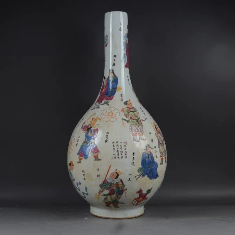 Antique Collection QingDyansty(YongZhen:1678-1735)Pastel vase,Historical figures
