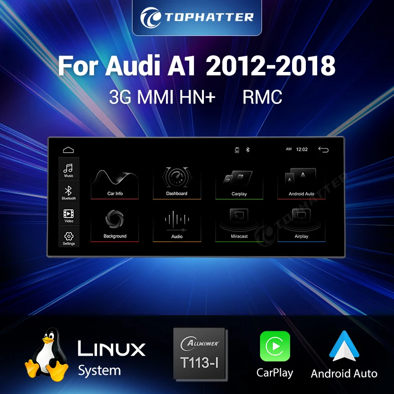 

10.25”/12.3” Inch Screen Upgrade for Audi A1 2012-2018 For 3G MMI HN+/RMC Systems Linux Smart Box Adds CarPlay Android Auto