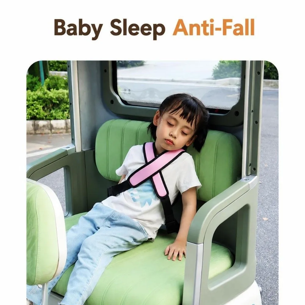 漫画風の子供用シートベルト調整具。かわいくて丈夫、安全なハーネス。調整可能なストラップで、落下防止、後方への転落防止機能付き。