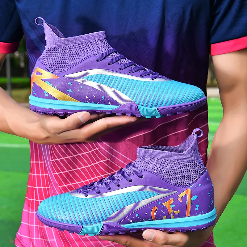 

Mens Football Shoes 2025 New TF High Top High Quality Sports Shoes Association Outdoor Professional Soccer Shoes for Man
