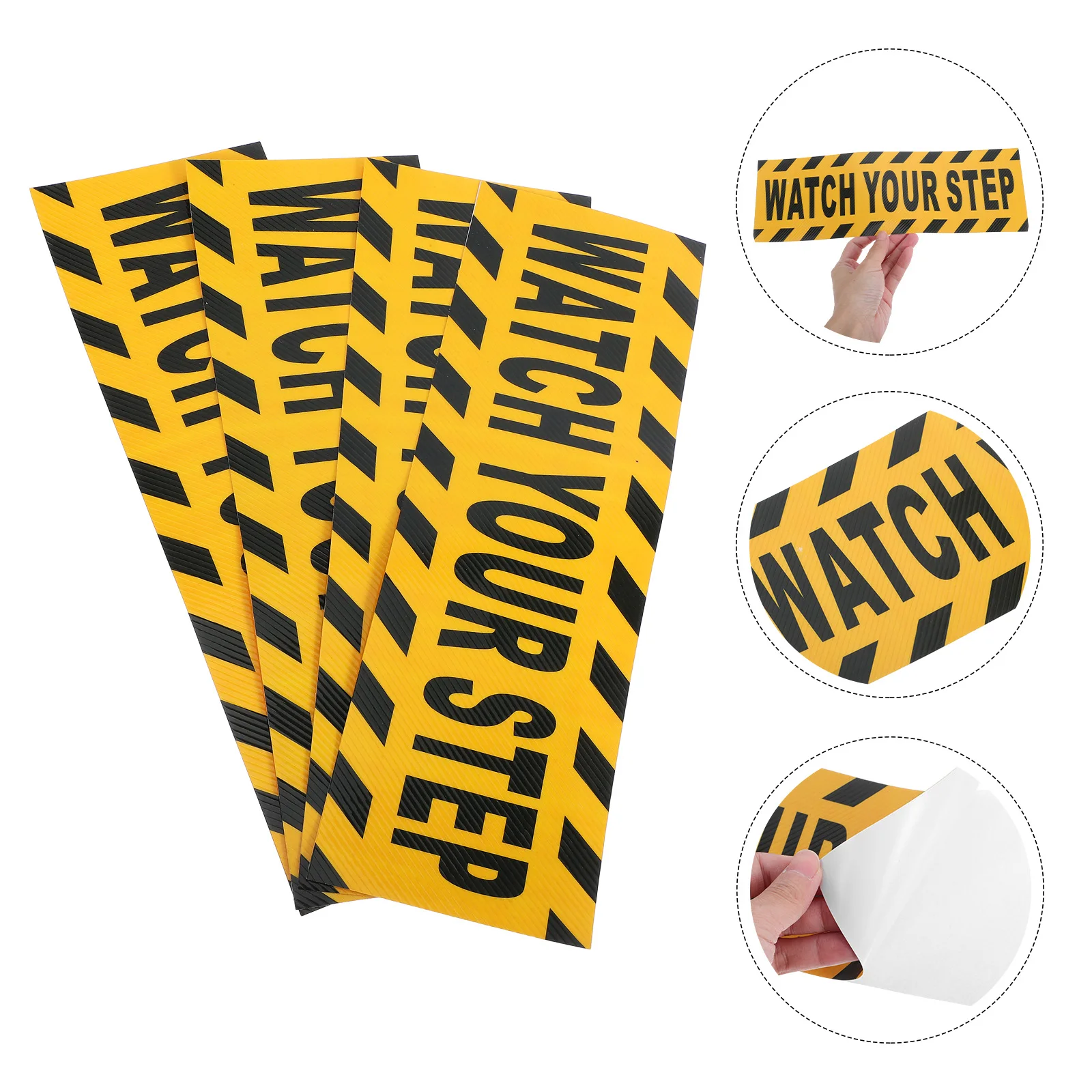 4 قطعة شاهد خطوتك الطابق الشارات أسود أصفر المضادة للانزلاق ملصقات تحذير لسلامة مكان العمل الدرج الممرات الطابق الرطب الحذر