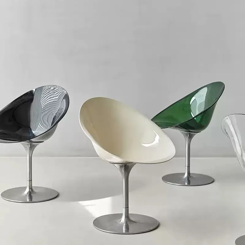 Everbright Store Casual Creative Swivel Chair Transparent Acrylic Chair Nordic Coffee Shop Dining Chair