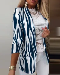 Combinaison de blazer imprimé papillon pour femme, manches longues décontractées, col rabattu, tenue trempée, bureau, dame, printemps, automne, mode, 2023