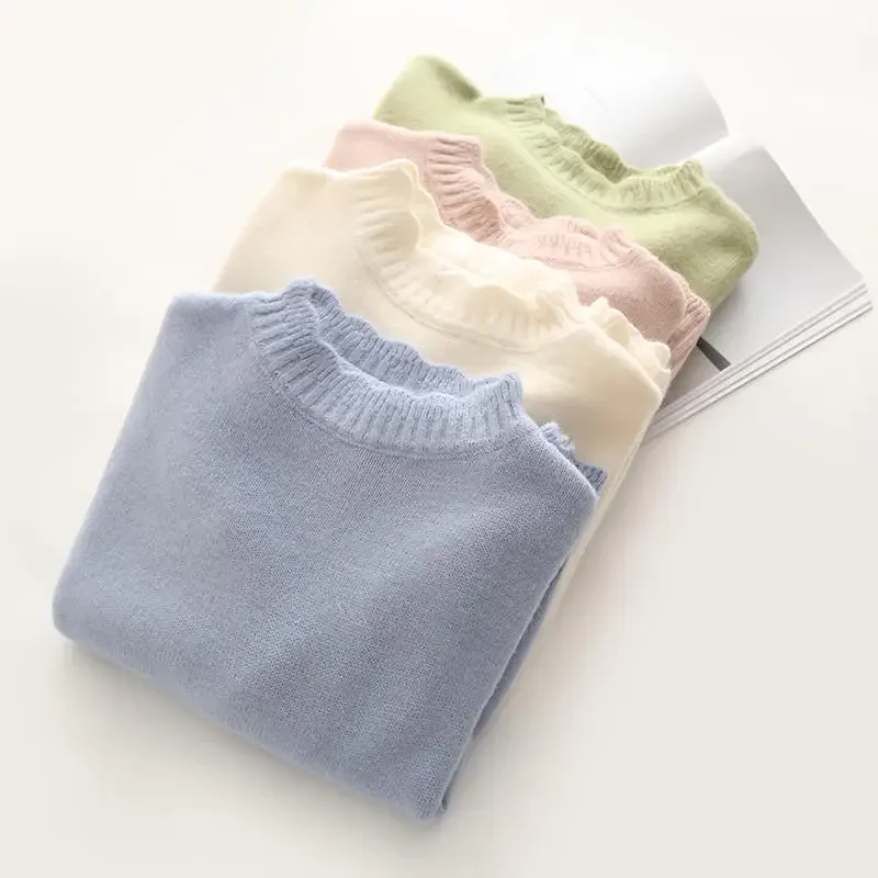Suéter holgado de punto para mujer, suéteres cálidos, Tops blancos de manga larga, gruesos, elegantes, coreanos, Otoño e Invierno