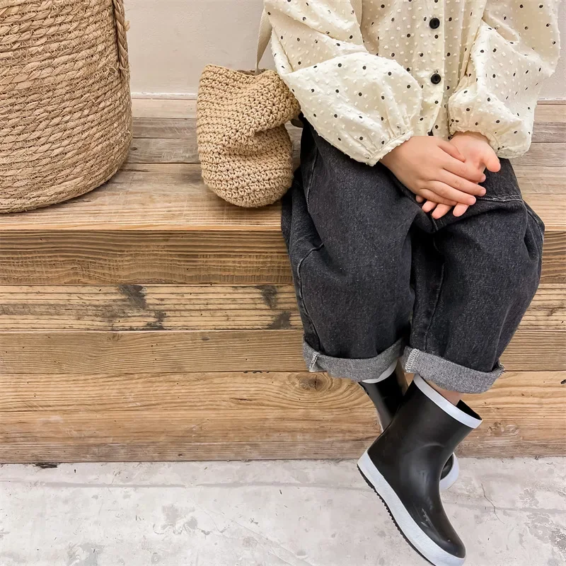 2025 Autumn Kids Jeans New Japanese and Korean Style Children's Denim Pants Boys and Girls Children's Harem Casual Pants