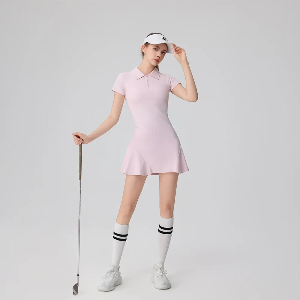 SEEKSUC Abito da tennis a maniche corte da donna, polo aderente, scollatura, set di abbigliamento sportivo da golf con reggiseno e pantaloncini