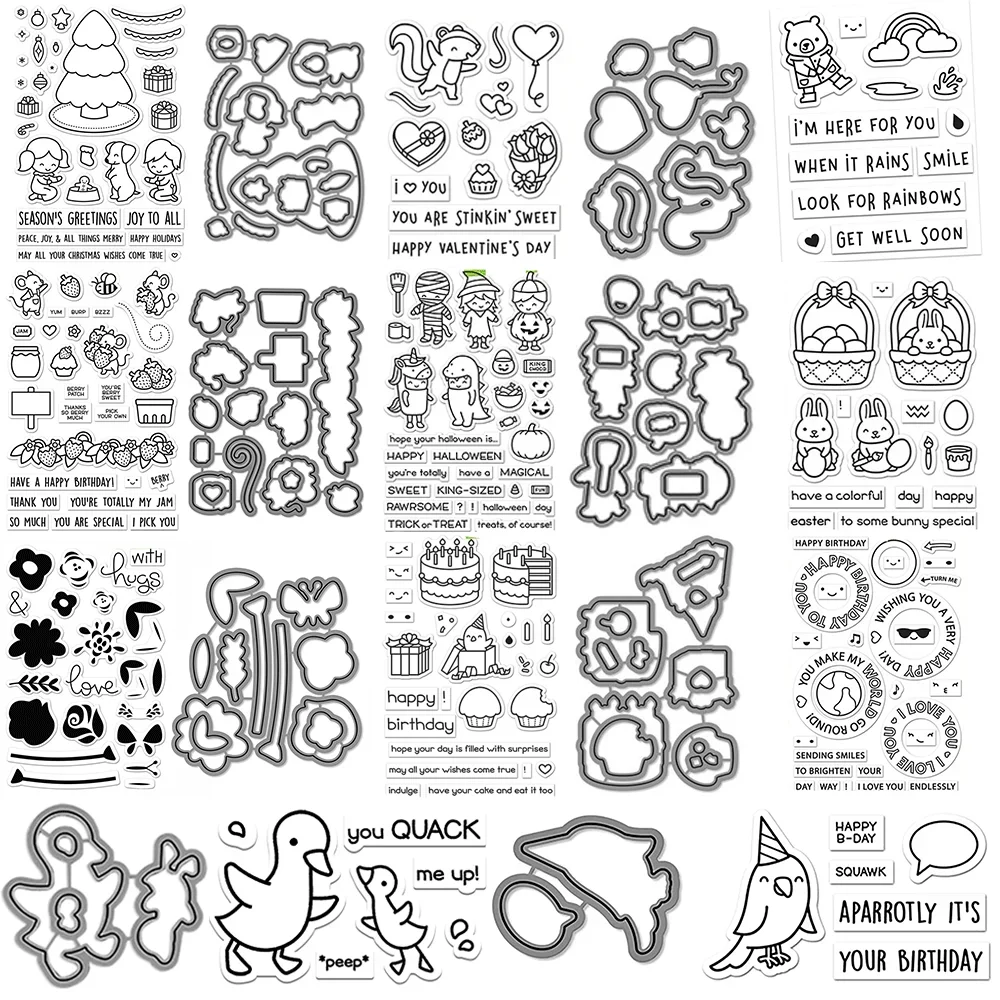 Tagetisch Ostern Kostüm Party Bundles Klare Stempel und Metall Stanzformen für DIY Handwerk machen Karte Album Scrapbooking Dekoration