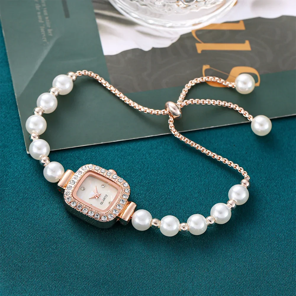 Elegant Pearl Quartz Wristwatches Luxury Bracelet Women's Watch Diamond Crystal Watch Часы Relogios Feminino Relojes Para Mujer