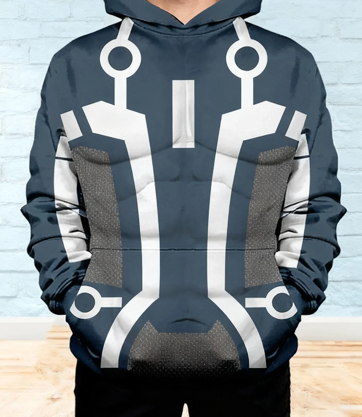 جديد الرجال الأبيض مقنعين البلوز الخيال العلمي ترون الدائرة ضوء نمط طباعة الخريف الشتاء عارضة الشارع الشهير أعلى