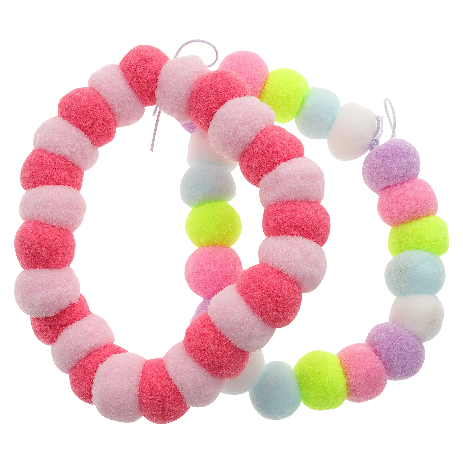 

2pcs Colorful Collar Set Elastic Cat Accessories Kitten Dog Bead Necklace Scarf Pompom Pet Toy Outdoor Walking Wedding Party