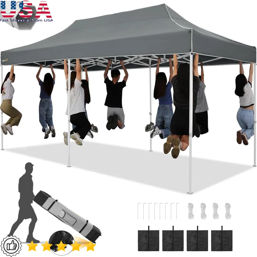 

Heavy Duty 10x20 Pop Up Canopy Tent Waterproof Commercial Instant Outdoor Wedding Party Tent Adjustable Height Portable Gazebo