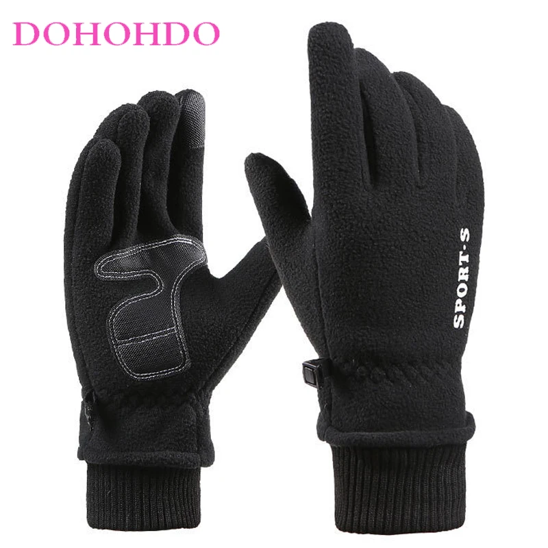 

Polar Fleece Gloves Woman Winter Gloves Velvet Padded Windproof Ladies Outdoor Cycling Touch-screen Flip Black Gloves Guantes