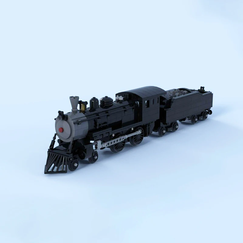 MOC American Railway 4-4-0 Stoommachine Trein v2 Model DIY Bouwsteen Assemblage Technologie Bricks Speelgoed voor Geschenken