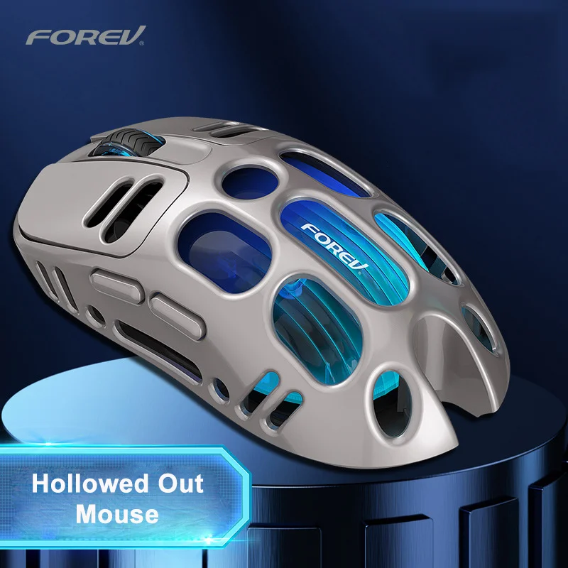 Wireless Mouse Dual-mode Rechargeable Light Weight Hollow Out Design RGB Backlight 4000DPI Adjsutable Office Use Play Game Mause