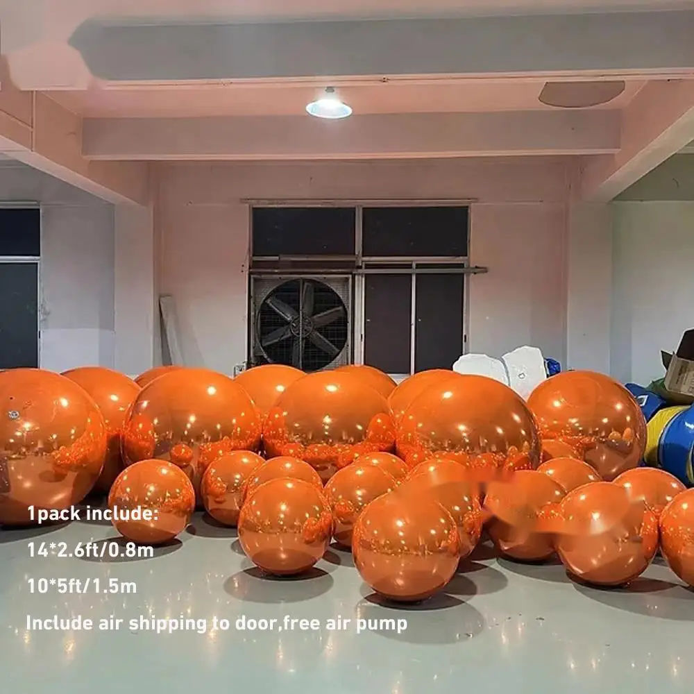 1 Set Reuseable Giant Inflatable Ball Orange Colorful Mirror Spheres Big Shinny Balls For Christmas Party Decoration
