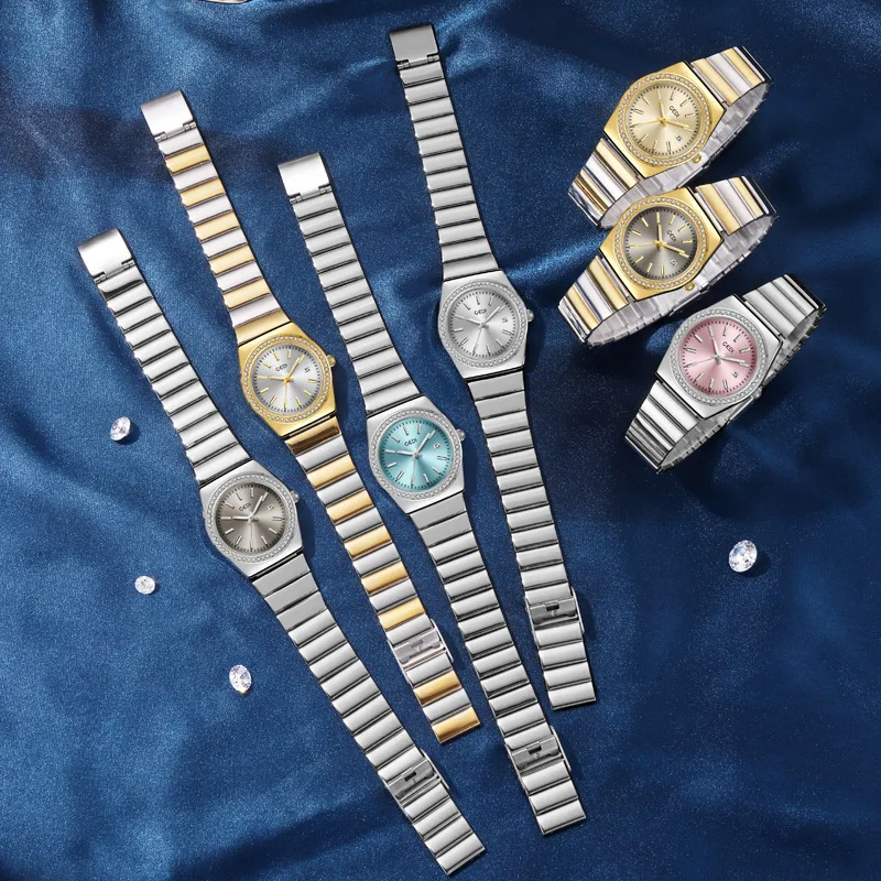 Niche Premium Sense Belt Calendar Guangzhou Watch Women's Light Luxury Diamond-encrusted Waterproof Bamboo Belt Quartz Watch