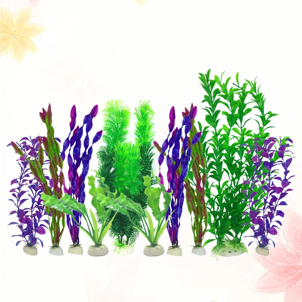 

10Pcs 26x24cm Realistic Artificial Aquarium Plants Set for Fish Tank Decoration Lifelike Plastic Grass Reefs Suitable Fresh Salt