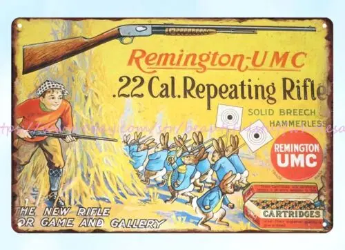 firearm ammo Remington 22 Caliber Repeating Rifle metal tin sign decorative