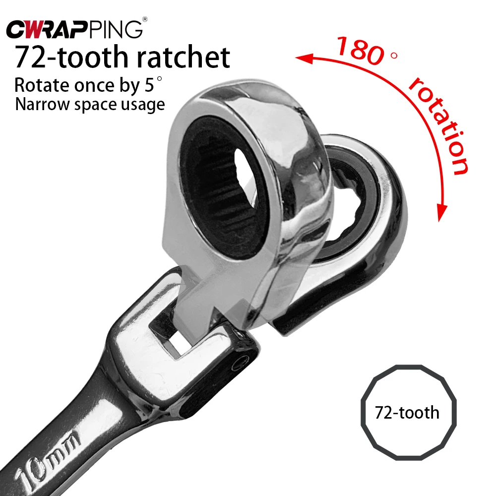 

5Pcs Chrome Vanadium Steel Double-Headed Wrench 72-Tooth Ratchet Multi-Size Handheld Adjustable Wrench Kit Car Tire Repair Tool