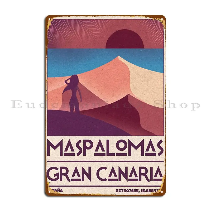 Maspalomas Gran Canaria Metal Sign Wall Mural Kitchen Personalized Cinema Bar Tin Sign Poster