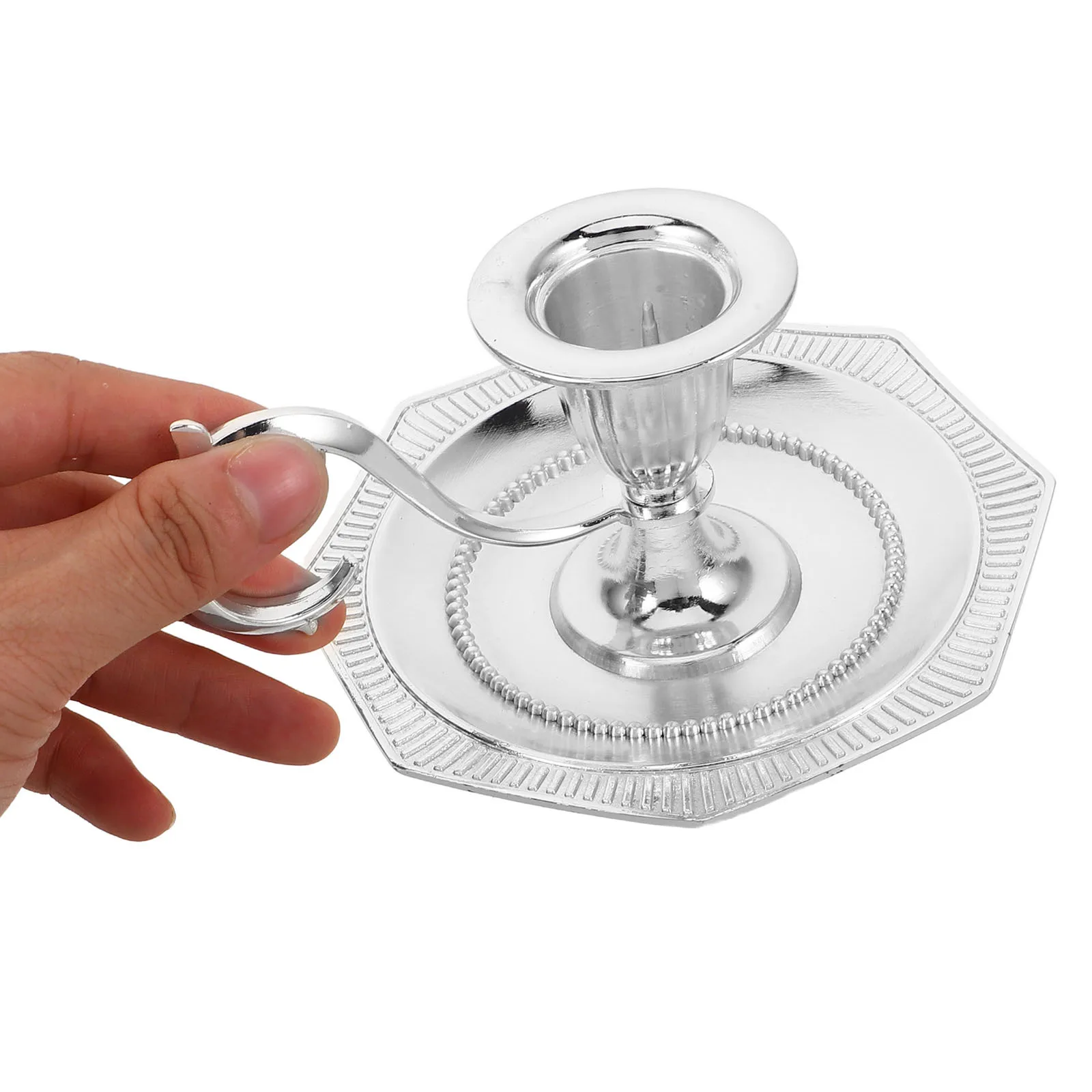 

Vintage Metal Taper Holder Candlestick Stand Handle Farmhouse Rustic Wedding Christmas Halloween Decoration Party Table