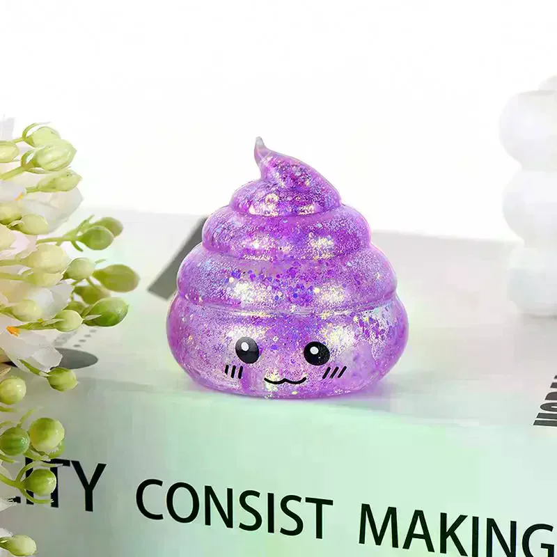 Cute Glitter Poop Squeeze Toys Soft Elastic Adorable Cartoon For Kid Party Decor