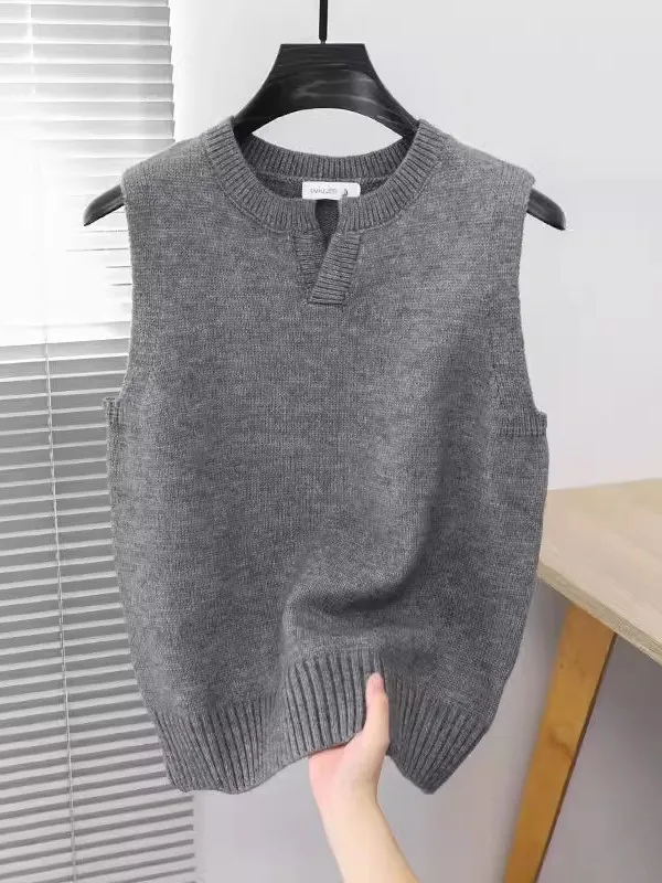 

Мужской вязаный жилет Extra Large 300 Pou, повседневный, для многослойных образов, с V-образным вырезом, модный, осенний, молодежный, популярный, стильный