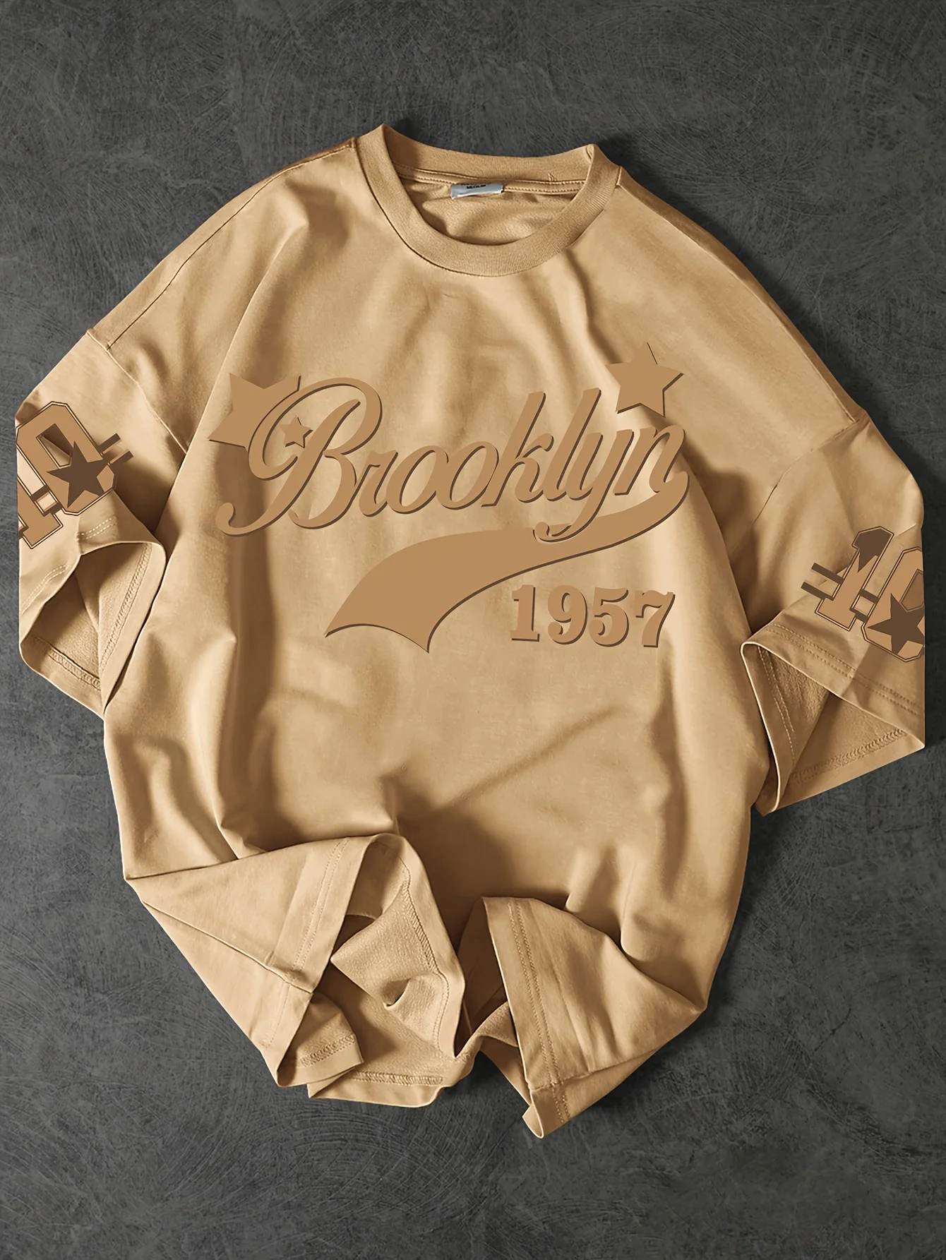 Fashionable men's summer 1957 letter printed breathable round neck T-shirt outdoor urban casual top image 3