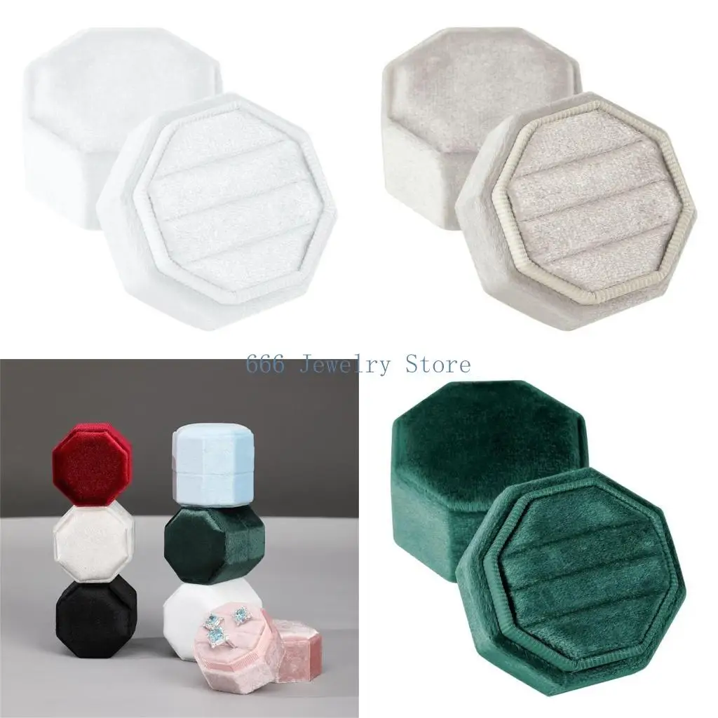 

F2TD Octagonal Velvets Ring Box для трех колец