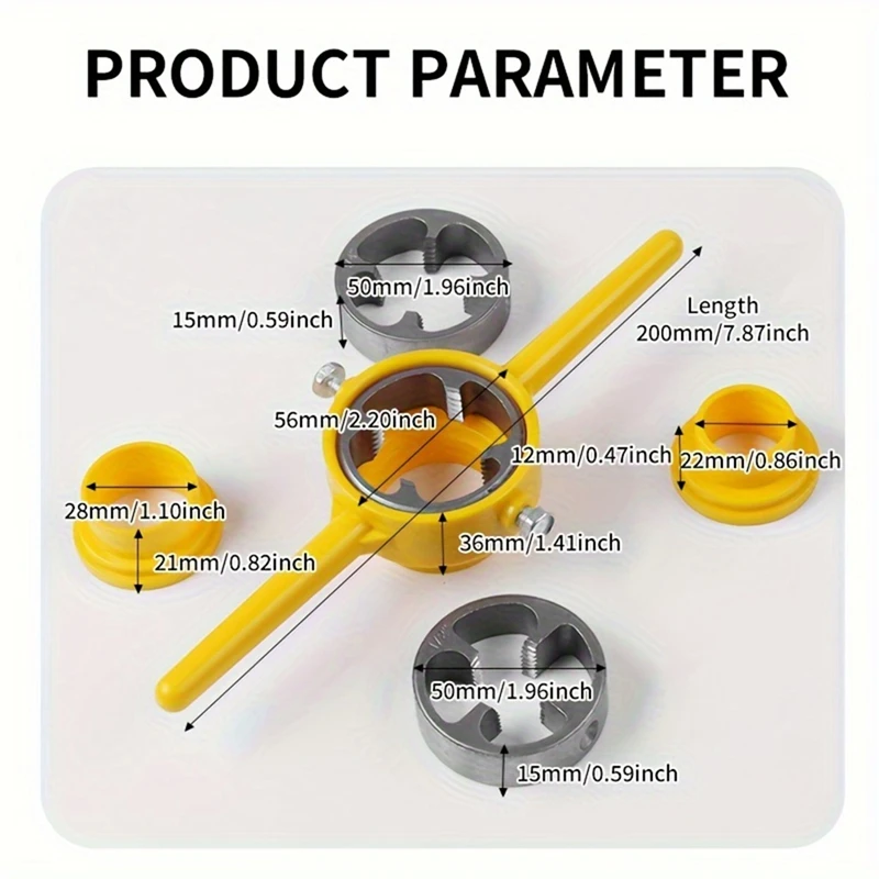 6Pcs PVC Thread Maker Tool, Pipe Threader Plumbing Tool Kit, Reusable Round PVC Pipe Threader Set With 1/2Inch Dies