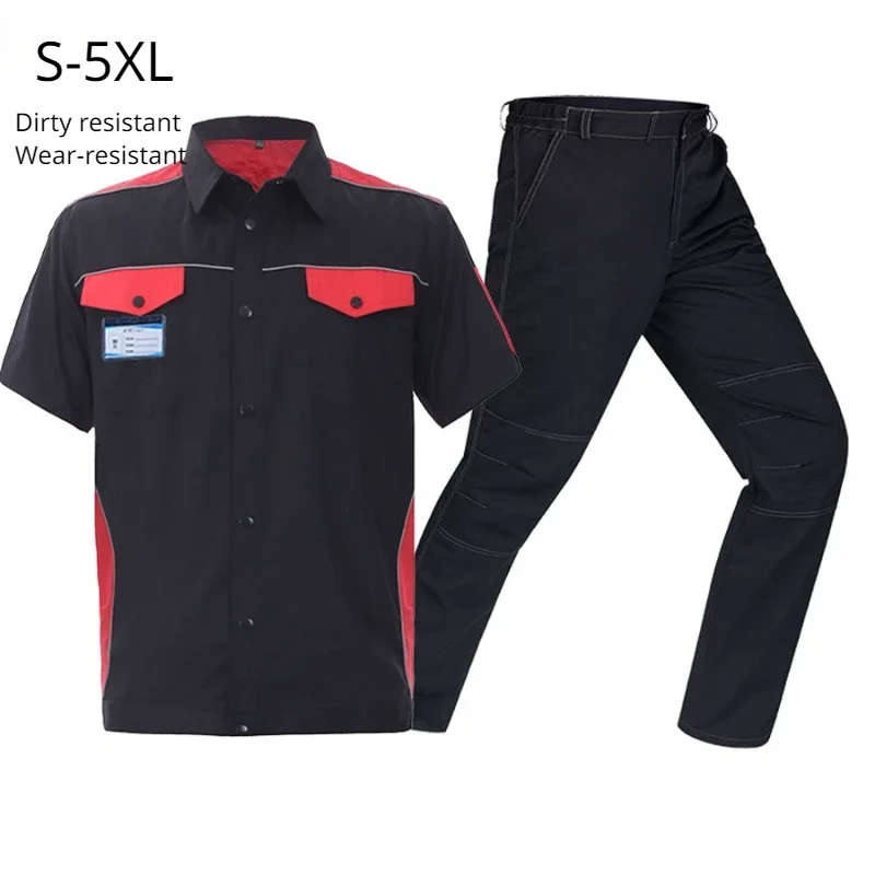 

Summer Work Clothing Wear-resistant Uniform Durable Workshop Mechanics Workwear Multi pocket Electric Cargo Coveralls Reflective