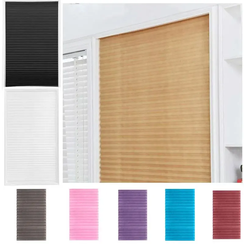 1Pc Shades Self-adhesive Half Windows Nonwoven Folding Curtain Bathroom Balcony Living Room Balcony Curtains Pleated Blinds