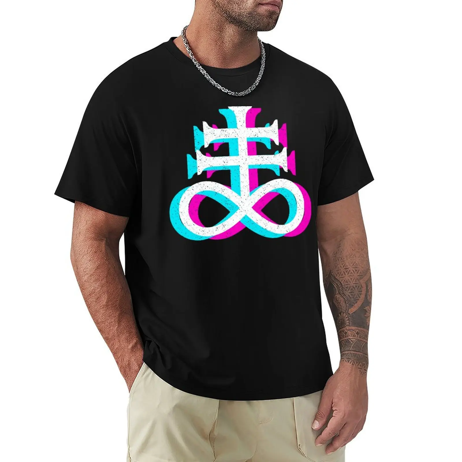 LEVIATHAN CROSS - SATANISM AND THE OCCULT T-Shirt Running Gym Short Sleeve Sports Tee