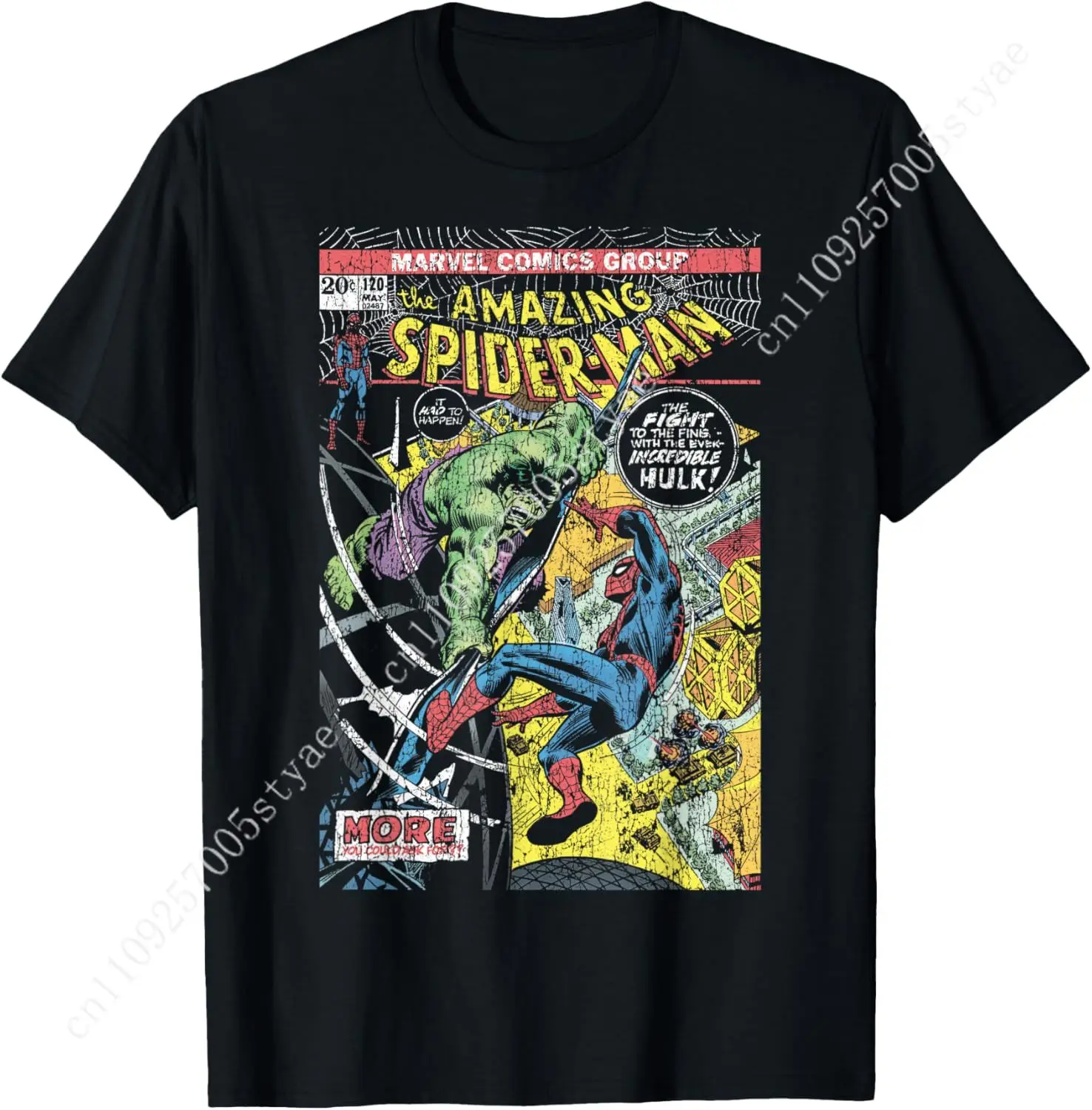 Marvel Comics Spider-Man and Hulk Retro Comic Book Cover T-Shirt