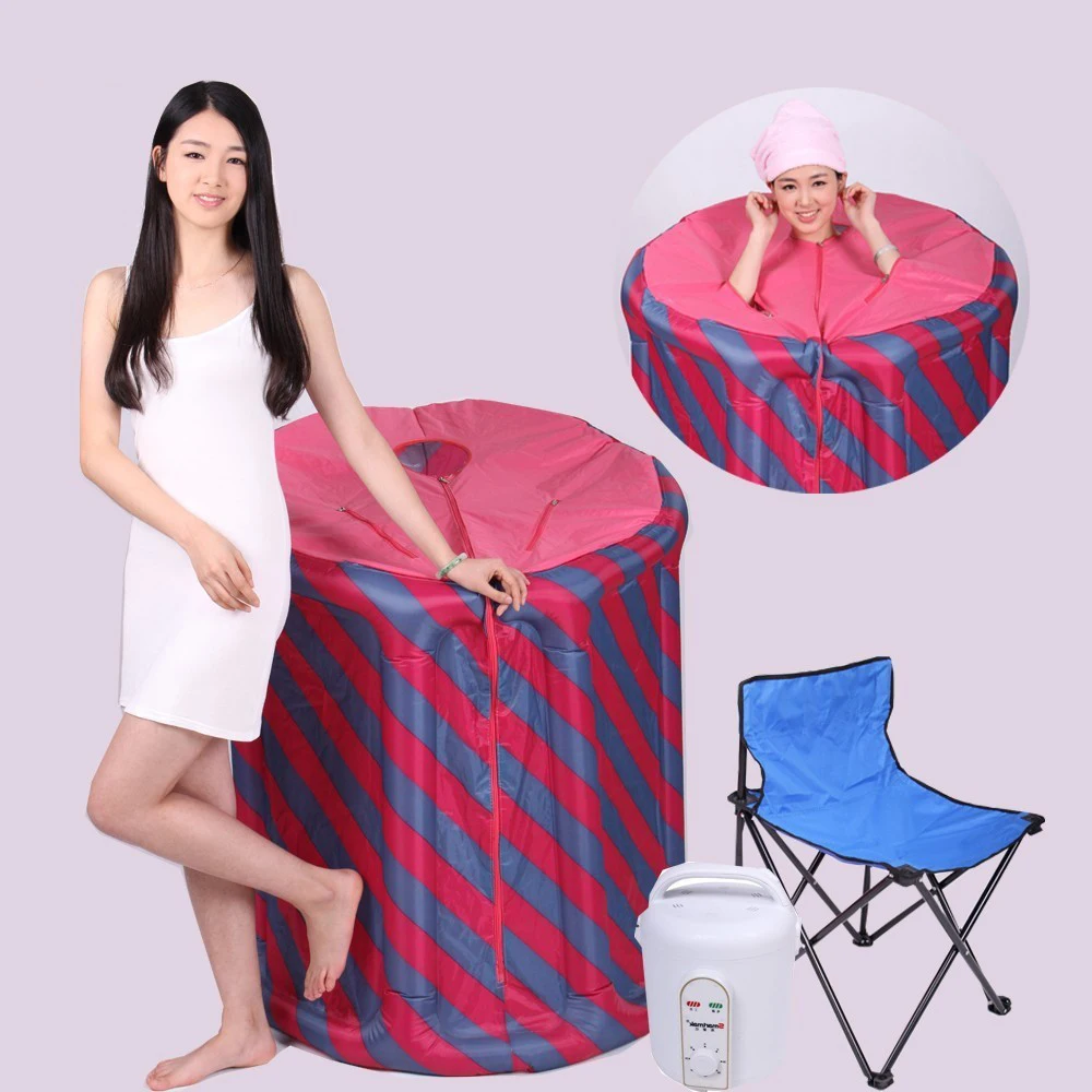 Single Person Round Inflatable Half Body Home Steam Sauna Bath Sauna Tent With 1 Chair