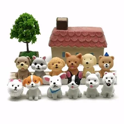 Mini perro cachorro en miniatura, estatuilla de animales de dibujos animados, decoración de pasteles, artesanía de resina, decoración de jardín de hadas, adorno para el hogar, accesorios de bricolaje