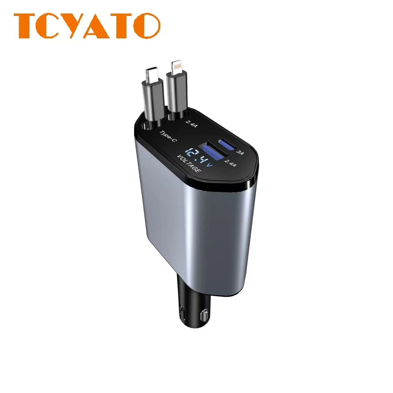 

TCYATO 4in120W Автомобильное зарядное устройство Выдвижной автомобильный адаптер прикуривателя USB Type C Кабель быстрого зарядного устройства