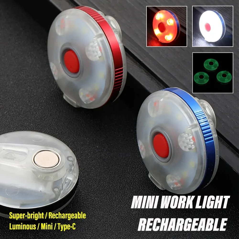 Super Bright MINI LED Flashlight Rechargeable Work Light Round Camping Light 3 Colors to Choose Multiple Lighting Modes