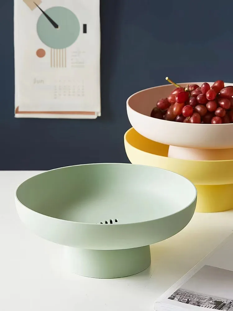 Nordic Round Storage Tray Household living room plastic fruit basket Tea Food Dishes Platter Jewelry Sundries Decorative Tray