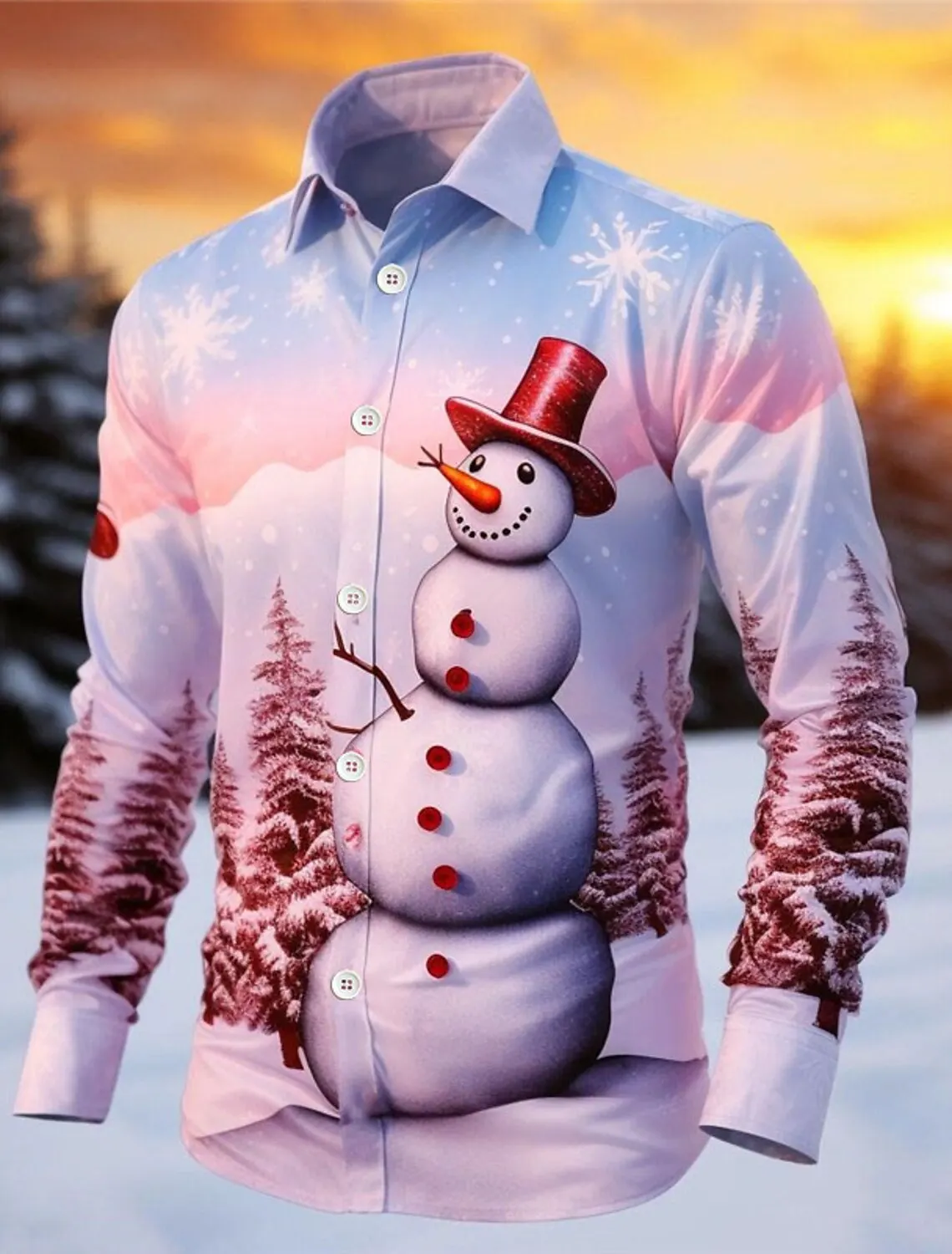 

Мужские рубашки с 3D принтом снеговика, модный топ с длинными рукавами на рождественскую тему, осень-зима, повседневная уличная повседневная одежда для мужчин