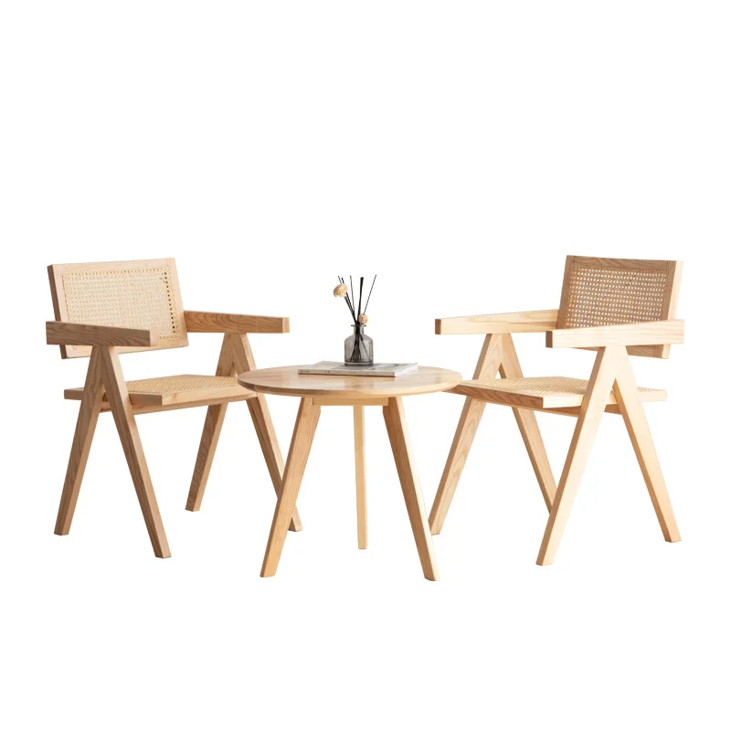 

Solid wood chair Log simple modern chair Bedroom backrest Household Nordic desk Lazy ash wood dining table Dining chair
