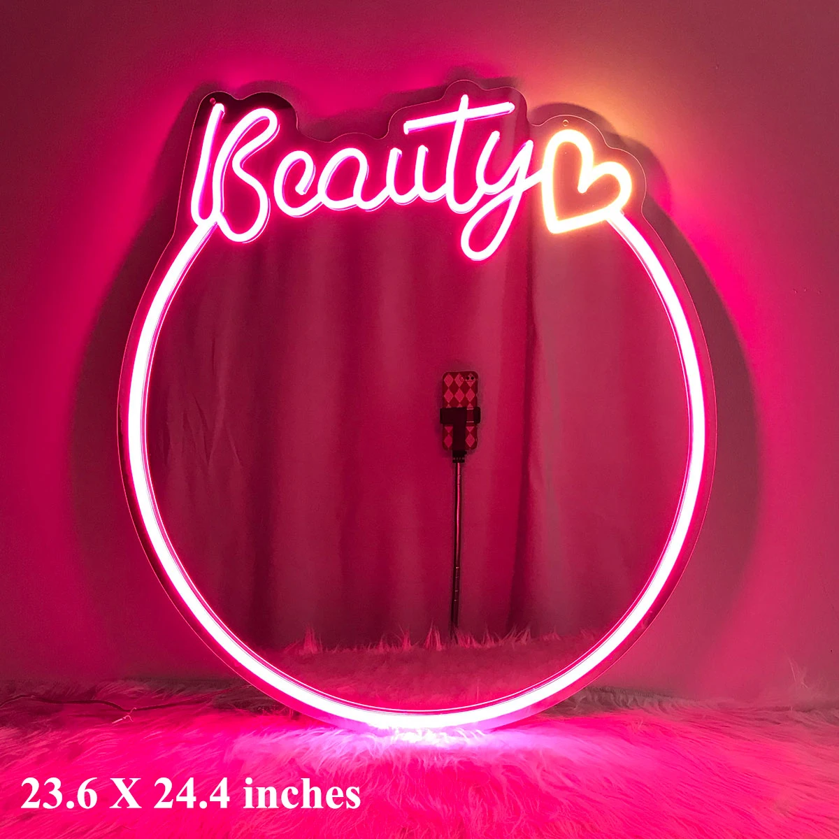 

Beauty LED Neon Mirror Pink Light Girls Makeup Mirror Custom LED Neon Lamp Sign Room Decor Atmosphere Night Lights Dropshipping