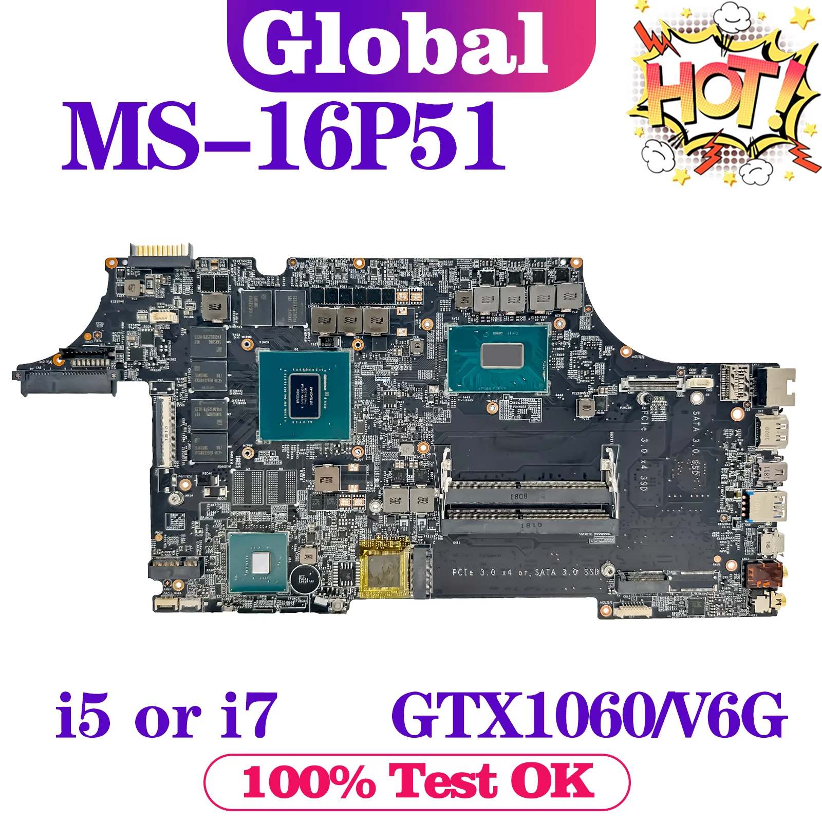 لوحة الأم KEFU-MSI ، لاب توب ، ، GL63 ، 8RDS ، GP63 ، 8RE ، i5 ، i7 ، الجيل الثامن ، GTX1050Ti ، GTX1060 ، GTX1070 ، P3200