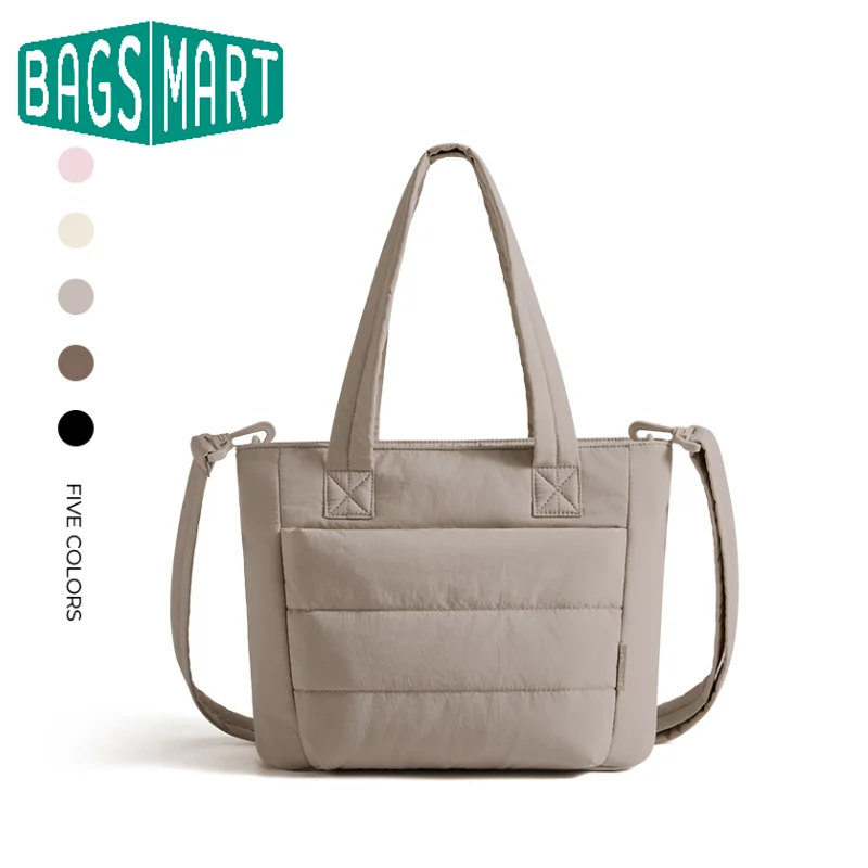 

BAGSMART Простая большая сумка, однотонная сумка на плечо с несколькими карманами, дорожная сумка для женщин, большая вместительная сумка через плечо