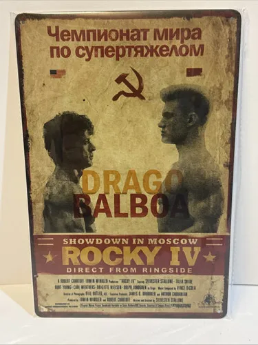 Poster in Metallo di 4 Film, Drago Balboa, Decorazione per Man Cave, Insegna in Alluminio e Stagno di Stallone