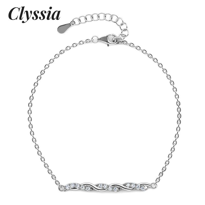 

CLYSSIA Twisted D VVS1 Moissanite Bracelet 925 Sterling Silver for Women Anniversary Wedding Jewelry Beautiful Designer with GRA